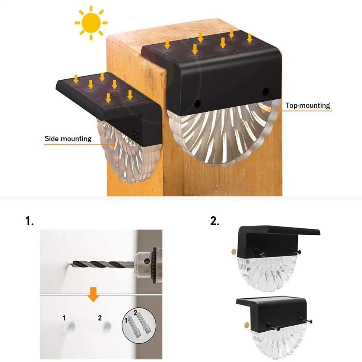 LazyDeck™ 2 Pack Solar Fence Lights Waterproof Solar Step Light Use - Lazy Pro