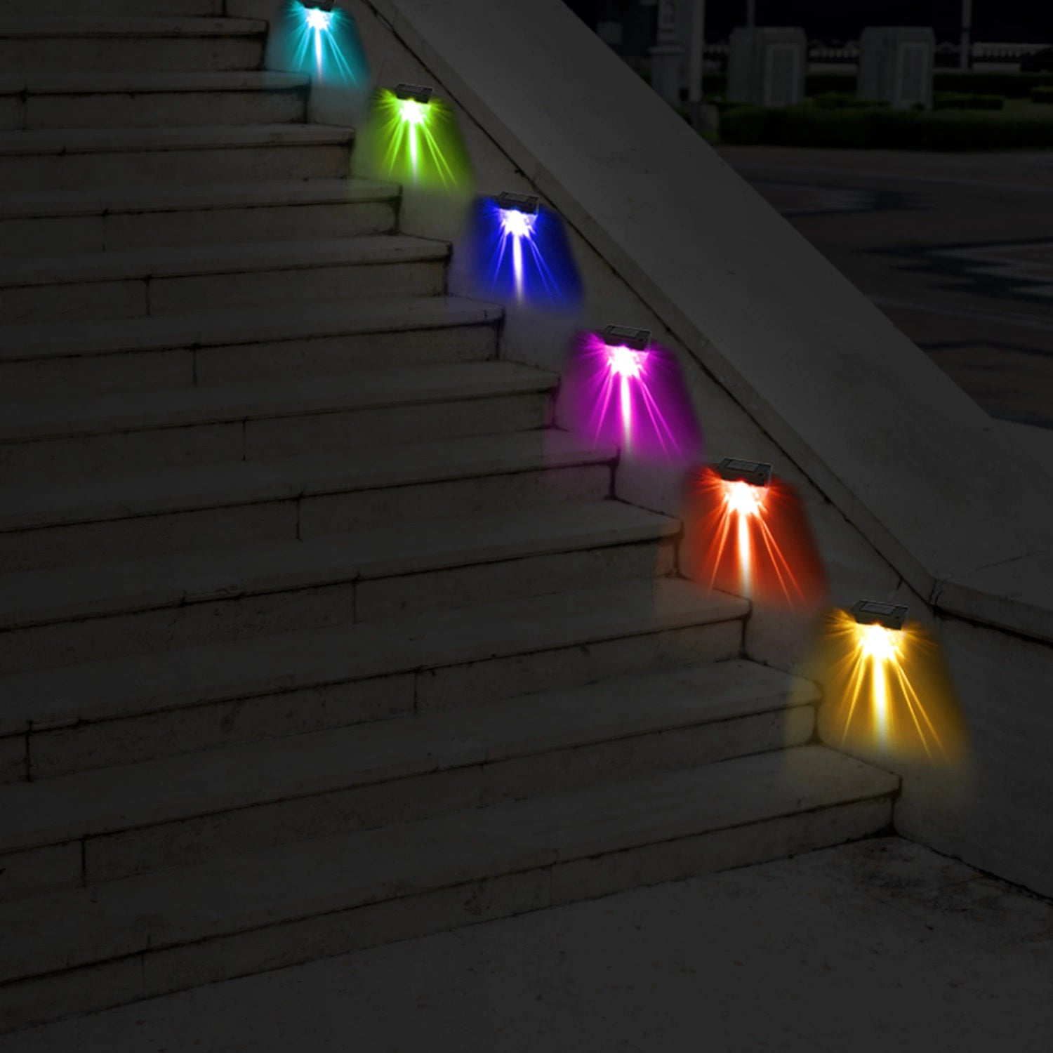 LazyDeck™ 4Pcs Solar Deck Lights Outdoor LED RGB Solar Decorative Step Fence Lamp - Lazy Pro