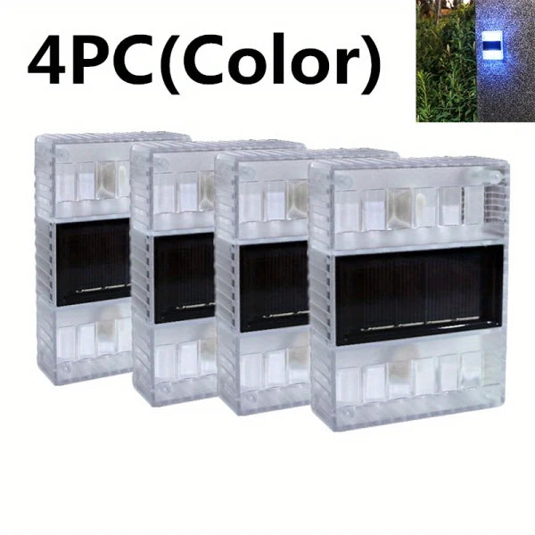 LazyDeck™ 4pcs Solar Wall Lights Outdoor IP65 Waterproof LED Step Light; Solar Fence Lights For Outdoor Yard Garden Lawn Patio Courtyard Fences Driveway Pathway Decoration - Lazy Pro