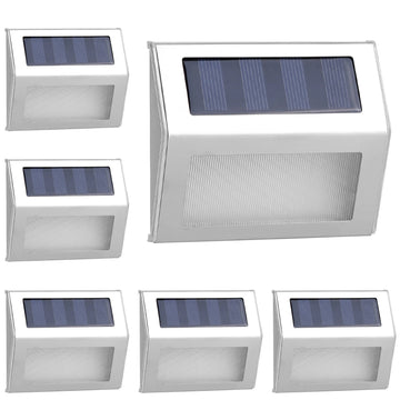 LazyDeck™ 6Packs Solar Step Lights Stainless Steel Outdoor Solar Deck Lights LED Fence Lamp for Outside Garden Backyard Patio Stair Wall - Lazy Pro