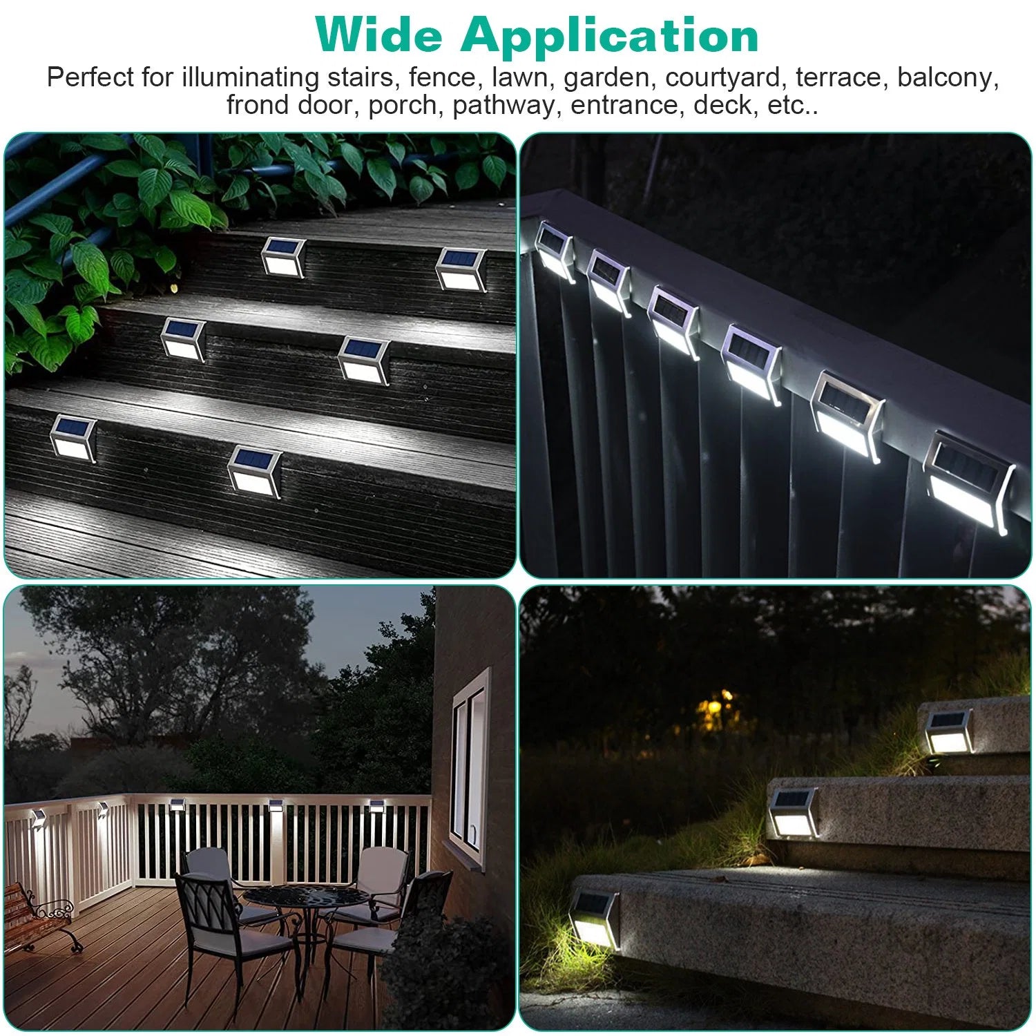 LazyDeck™ 6Packs Solar Step Lights Stainless Steel Outdoor Solar Deck Lights LED Fence Lamp for Outside Garden Backyard Patio Stair Wall - Lazy Pro