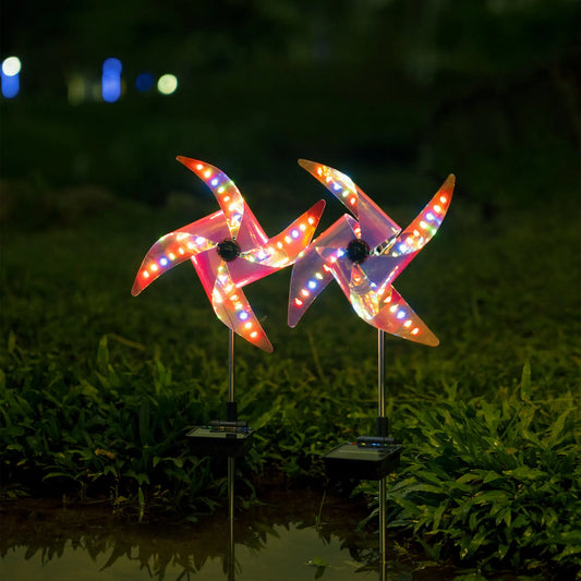 LazyDecorlight™ 2/Pack Windmill Garden Lights Solar Wind Spinner