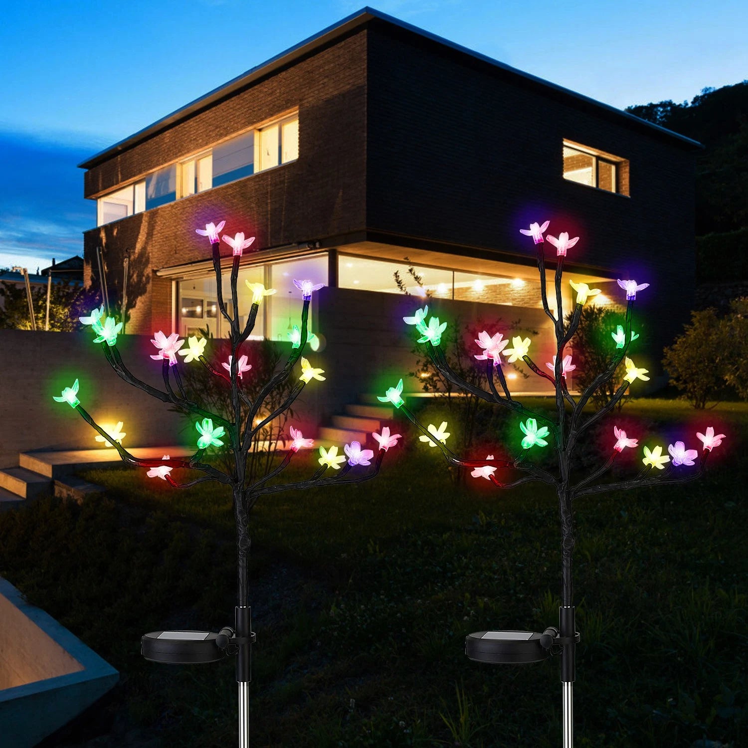 LazyDecorlight™ 2Pcs Outdoor Solar Light Cherry Blossom Flower Landscape Light Yard Stake Decor Lamp - Lazy Pro