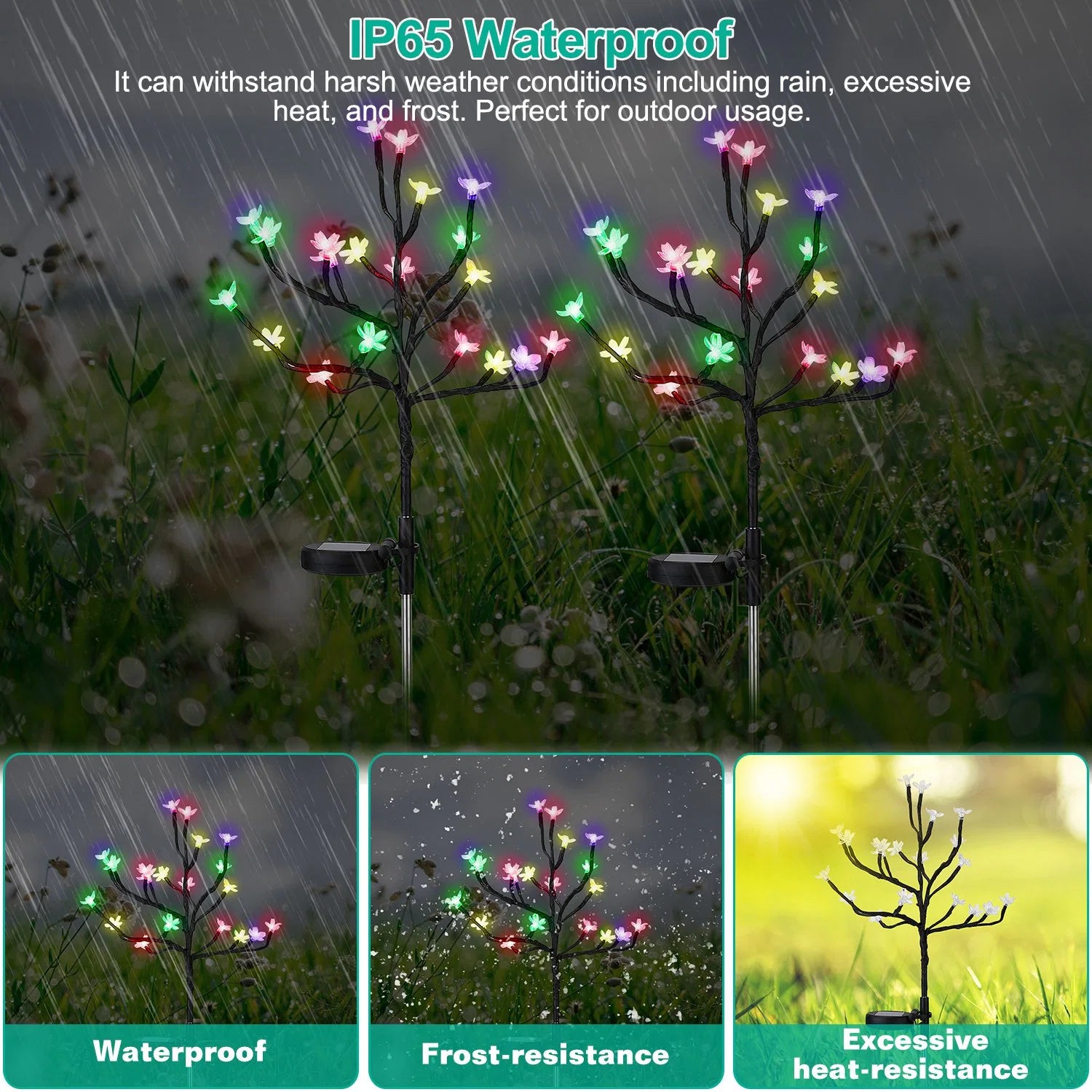 LazyDecorlight™ 2Pcs Outdoor Solar Light Cherry Blossom Flower Landscape Light Yard Stake Decor Lamp - Lazy Pro