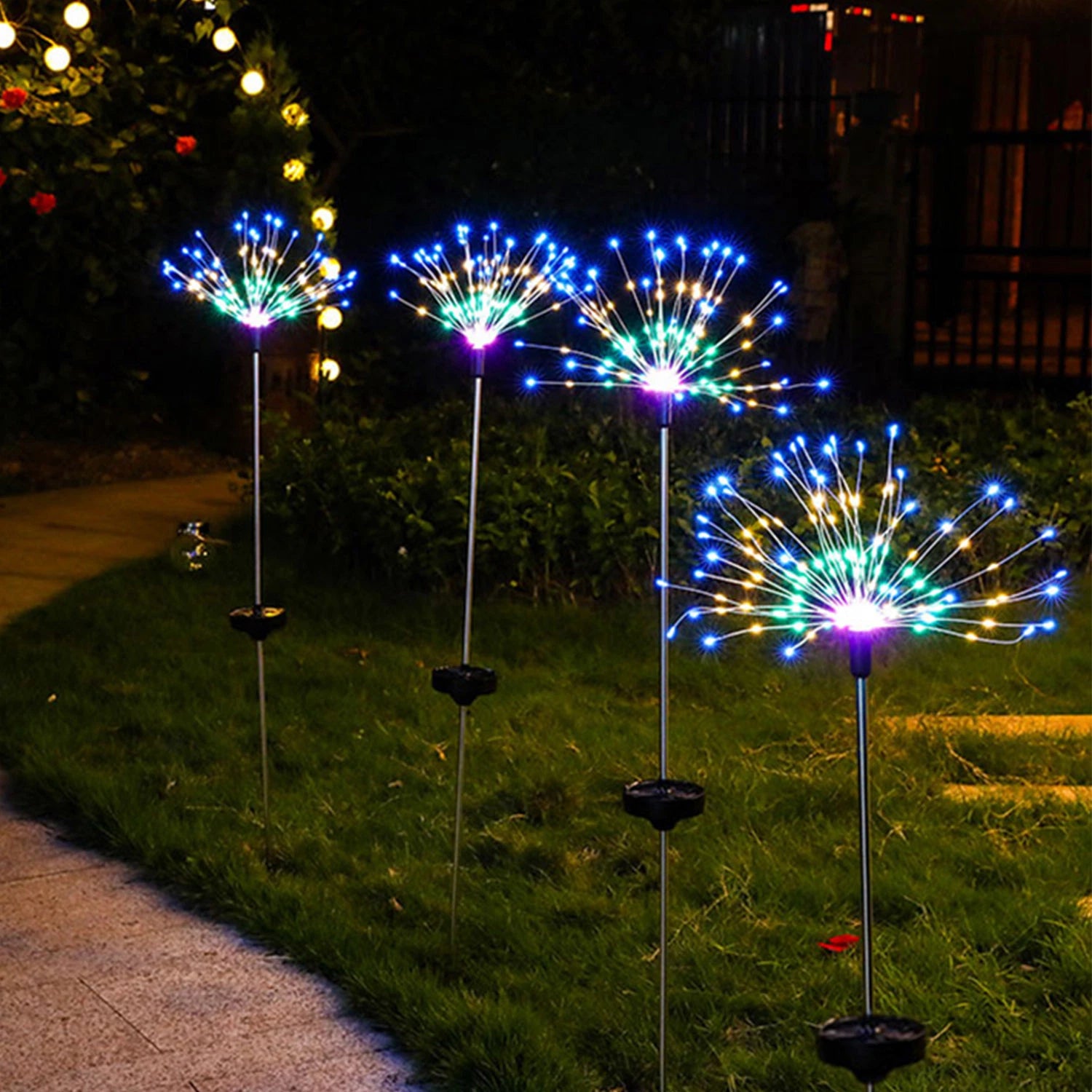 LazyDecorlight™ 2Pcs Solar Powered Starburst Lights 240 LEDs Firework Lamp Garden Path Decor Lights - Lazy Pro