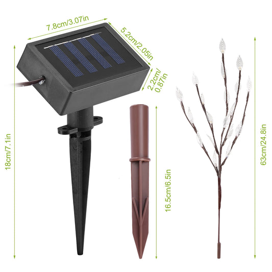 LazyDecorlight™ 3 PCS 60 LED Solar Garden Lights Tree Branch Leaf Shape Lamp IP65 Waterproof