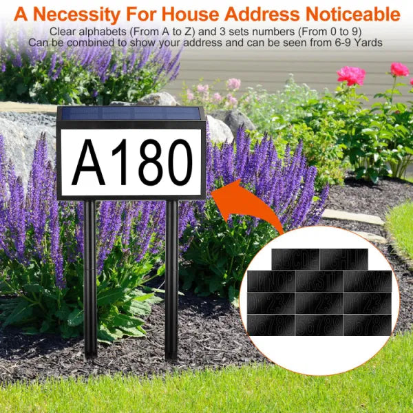 LazyDecorlight™ Solar Powered House Numbers LED Light Dusk To Dawn Address Plaque Sign Waterproof Wall Mount Ground Stake Number Plate Lamp for House Yard Garden Street Mailbox - Lazy Pro