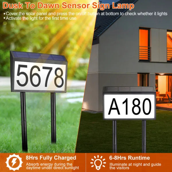 LazyDecorlight™ Solar Powered House Numbers LED Light Dusk To Dawn Address Plaque Sign Waterproof Wall Mount Ground Stake Number Plate Lamp for House Yard Garden Street Mailbox - Lazy Pro