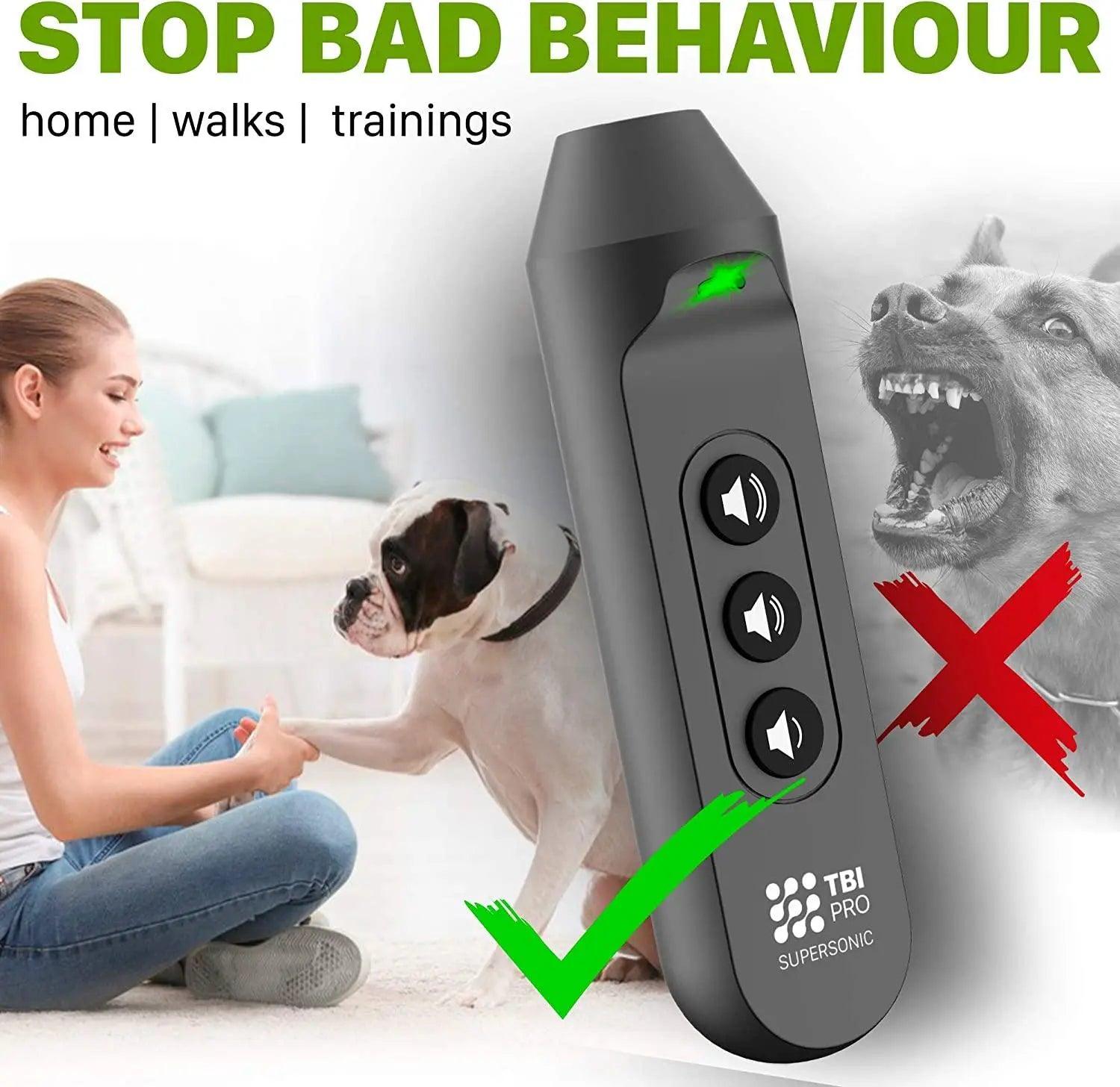 Lazydog 3-in-1 Dog Bark Control Ultrasonic Device | Rechargeable | Barking Deterrent Devices | Handheld Repellent | Stop No Bark Training | 16.8 Ft - Lazy Pro