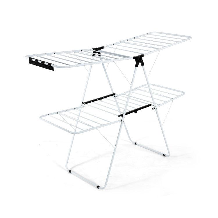 LazyDry™ 2-Level Foldable Clothes Drying Rack with Adjustable Gullwing - Lazy Pro