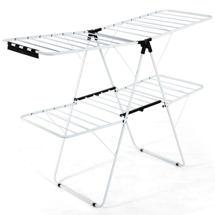 LazyDry™ 2-Level Foldable Clothes Drying Rack with Adjustable Gullwing - Lazy Pro