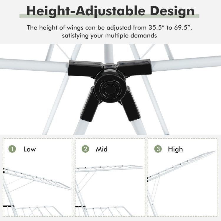 LazyDry™ 2-Level Foldable Clothes Drying Rack with Adjustable Gullwing - Lazy Pro