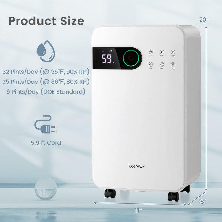 LazyDry™ 32 Pint Best Large Quiet Dehumidifier for Room Basements up to 1500 sq ft - Lazy Pro