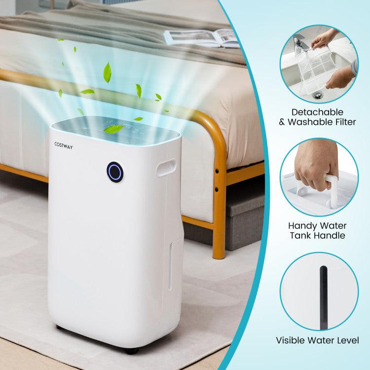 LazyDry™ 73 Pint Best Large Quiet Dehumidifier for Room Basements up to 4500 sq ft - Lazy Pro