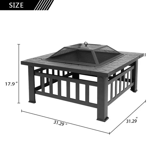 LazyFire™ Mesa para brasero de metal para exteriores de 32