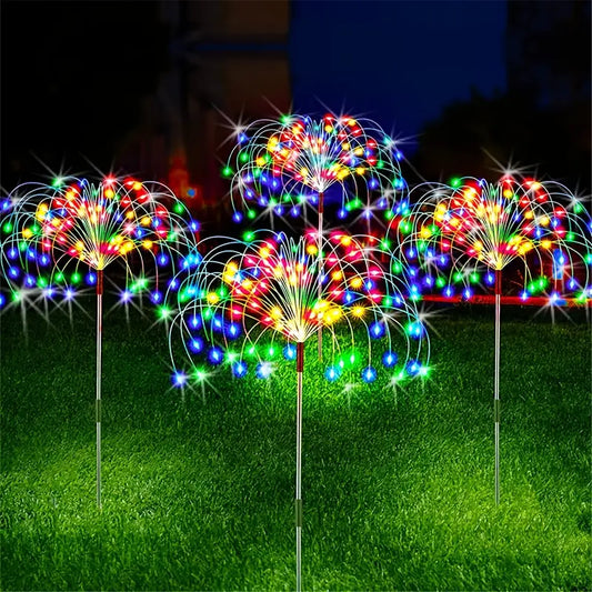 LazyFwork™ Solar Firework Light Outdoor, IP65 Waterproof Solar Garden Flower Lights With 8 Lighting Modes, Decorative Fairy Lights