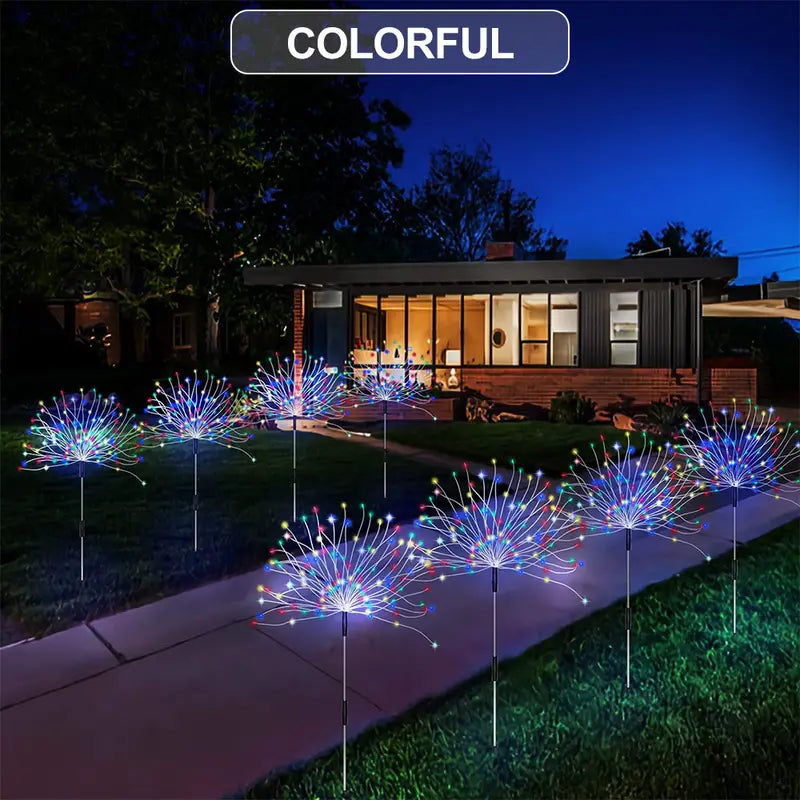 LazyFwork™ Solar Firework Light Outdoor, IP65 Waterproof Solar Garden Flower Lights With 8 Lighting Modes, Decorative Fairy Lights - Lazy Pro