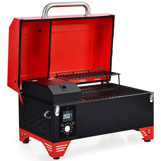 LazyGrill™ Outdoor Portable Tabletop Pellet Grill and Smoker with Digital Control System for BBQ