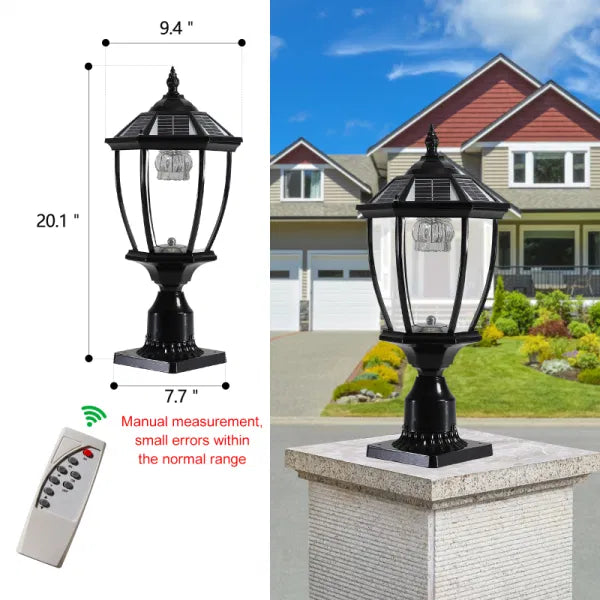 LazyGround™ Landscape Solar Post Light, Outdoor Patio Solar Lamp with Remote Control, Cool and Warm Lights, LED Light Decor for Garden Deck Street, Waterproof, Retro Style - Lazy Pro