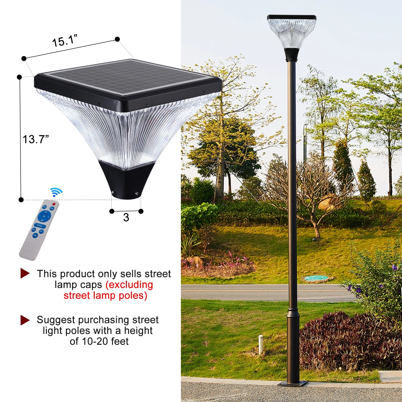 LazyGround™ Landscape Solar Post Light, Outdoor Patio Solar Lamp with Remote Control, LED Light Decor for Garden Deck Street, Weatherproof - Lazy Pro