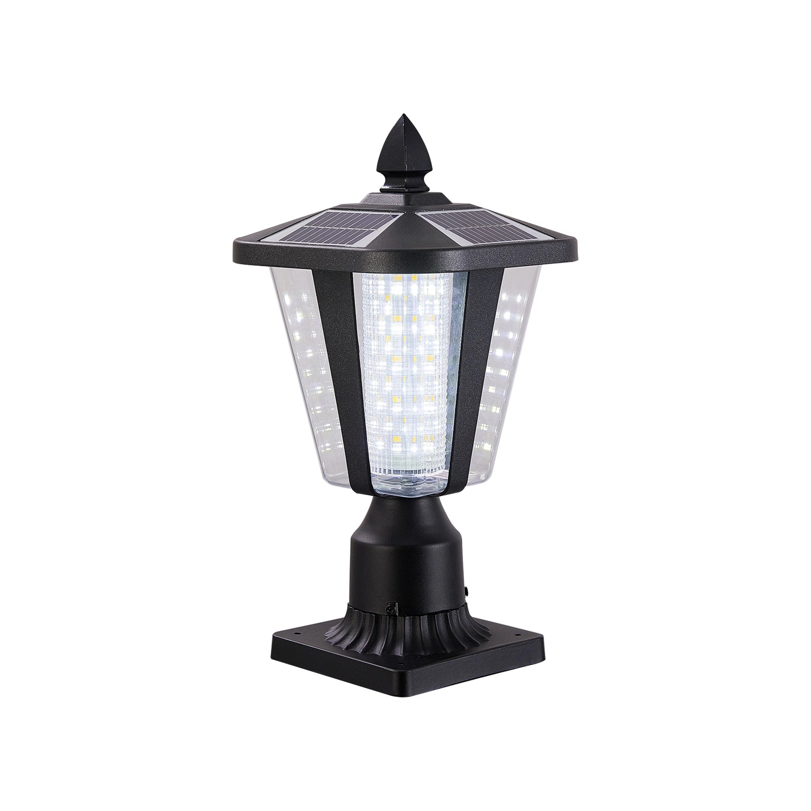 LazyGround™ Solar Post Light, Outdoor Patio Fence Post Lamp with Warm and Cool Lights, Decor for Yard Garden Deck, 7.84 x 7.84 x 15 in. - Lazy Pro