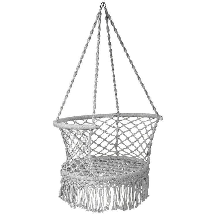 LazyHammocks™ Hanging Hammock Chair with 330 Pounds Capacity and Cotton Rope Handwoven Tassels Design - Lazy Pro