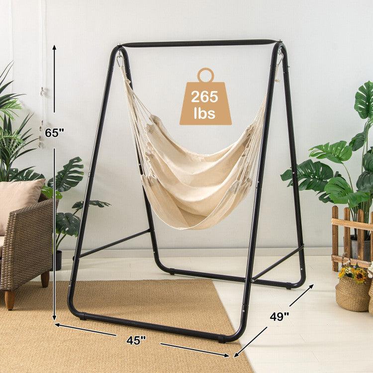 LazyHammocks™ Hanging Padded Hammock Chair with Stand and Heavy Duty Steel - Lazy Pro