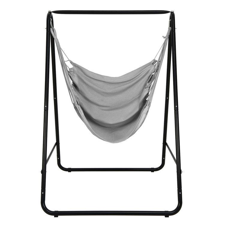 LazyHammocks™ Hanging Padded Hammock Chair with Stand and Heavy Duty Steel - Lazy Pro