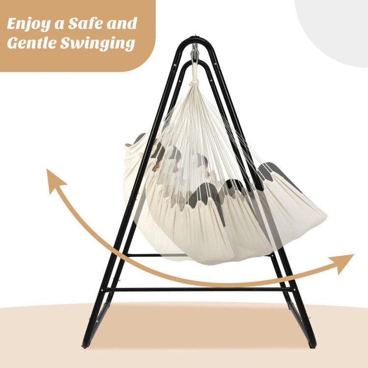 LazyHammocks™ Hanging Padded Hammock Chair with Stand and Heavy Duty Steel - Lazy Pro