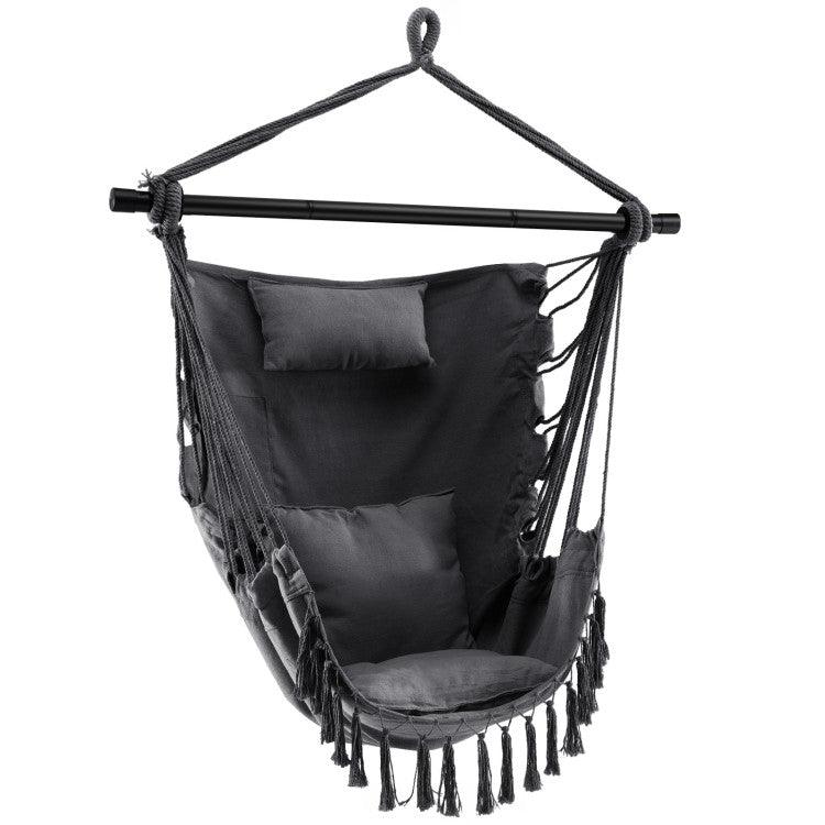 LazyHammocks™ Hanging Rope Swing Chair with Soft Pillow and Cushions - Lazy Pro