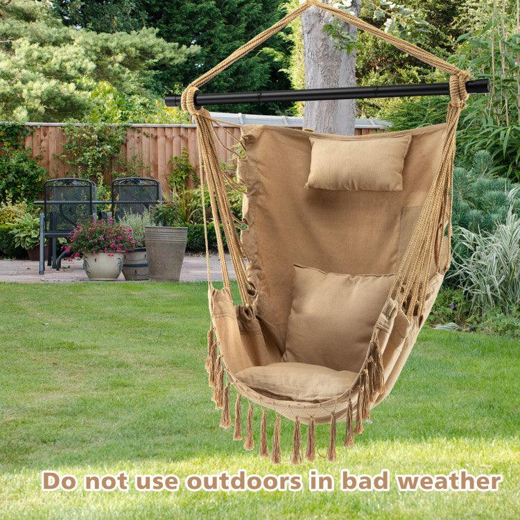 LazyHammocks™ Hanging Rope Swing Chair with Soft Pillow and Cushions - Lazy Pro