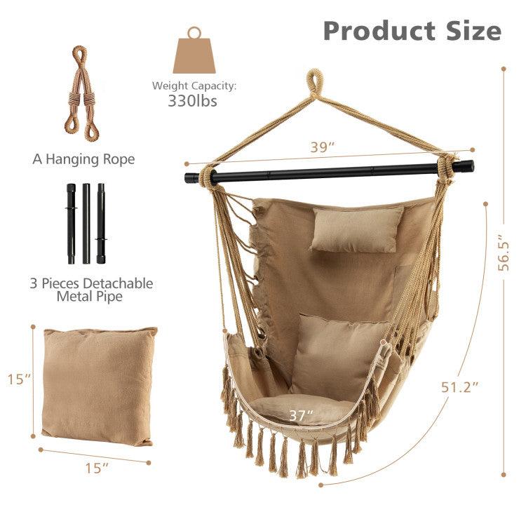 LazyHammocks™ Hanging Rope Swing Chair with Soft Pillow and Cushions - Lazy Pro