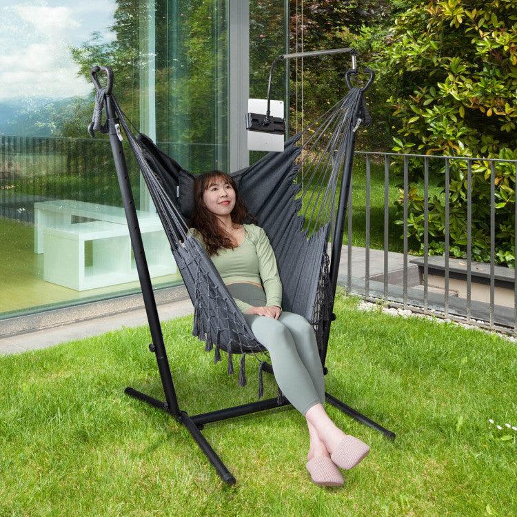 LazyHammocks™ Height Adjustable Hammock Chair with Phone Holder and Side Pocket - Lazy Pro