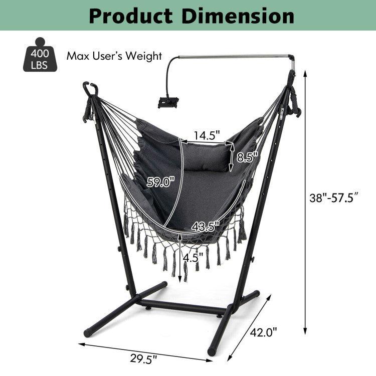 LazyHammocks™ Height Adjustable Hammock Chair with Phone Holder and Side Pocket - Lazy Pro
