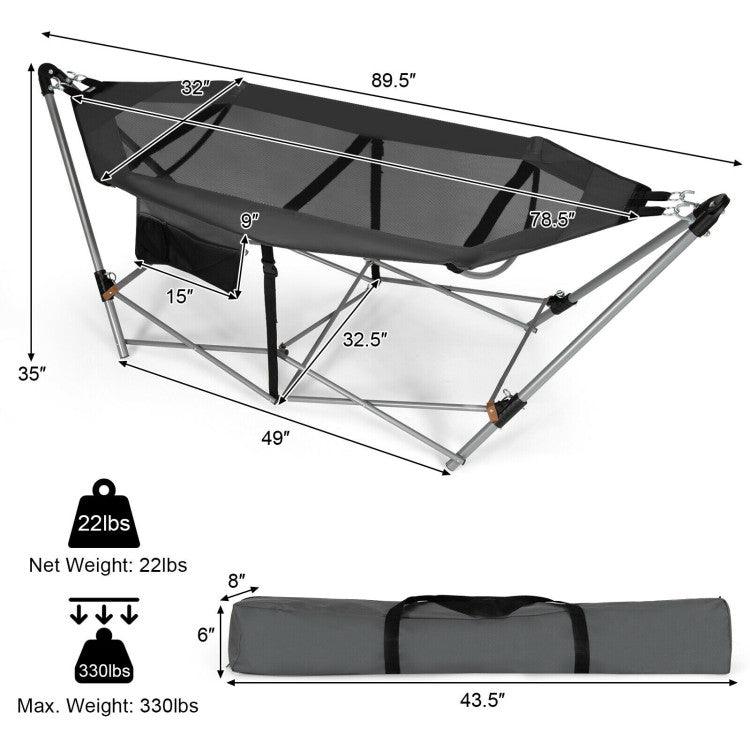 LazyHammocks™ Portable Folding Hammock with Hammock Stand - Lazy Pro