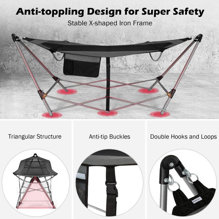 LazyHammocks™ Portable Folding Hammock with Hammock Stand - Lazy Pro