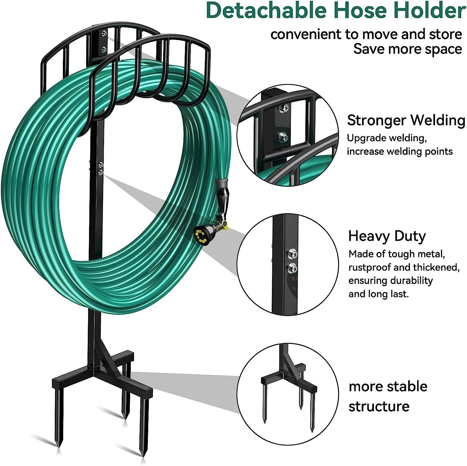 LazyHolder™ Garden Hose Holder Detachable Metal Water Hose Holder Hose Hanger, Heavy Duty Hose Holder - Lazy Pro