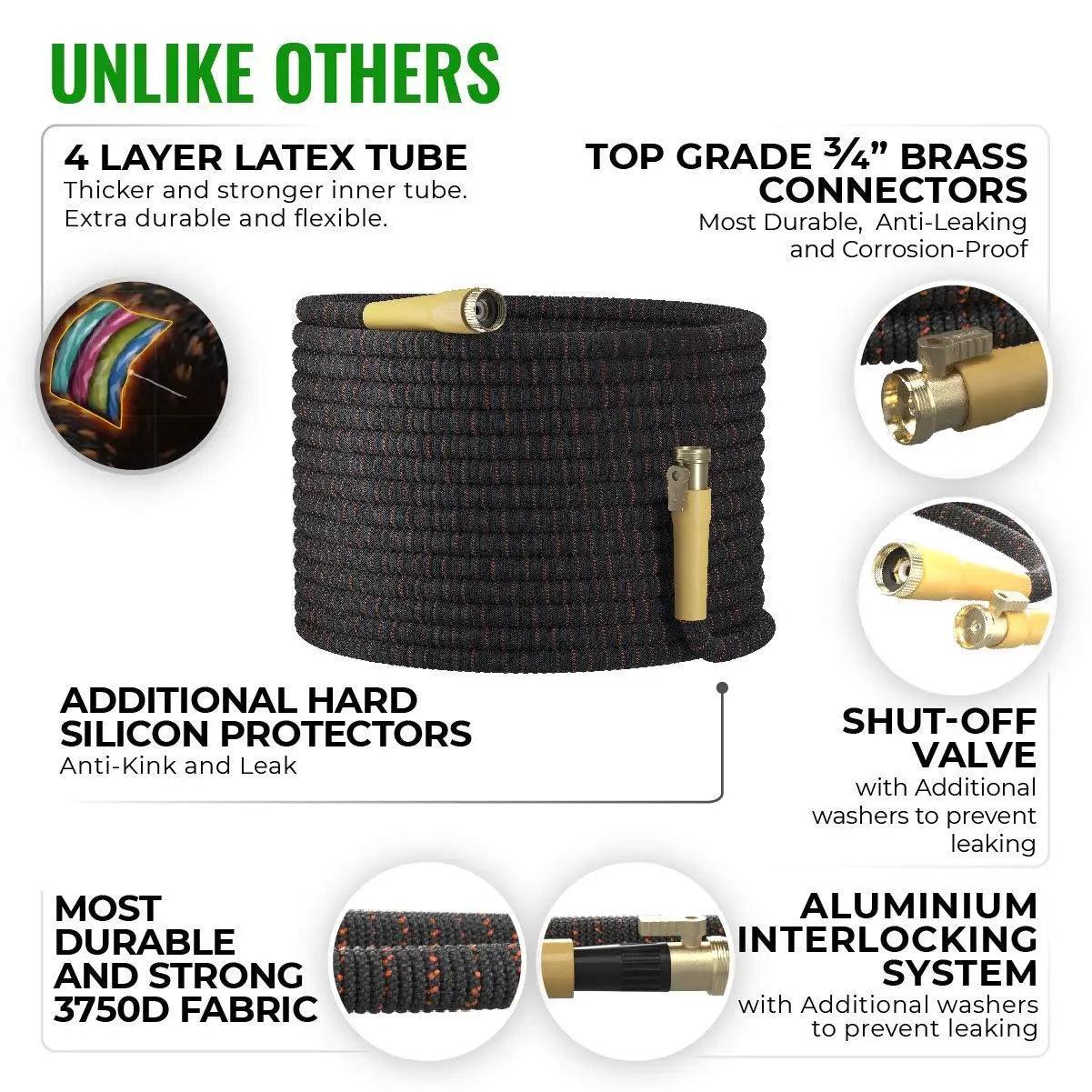 LazyHose X5 Pro 3750D Fabric Garden Hose - Super Durable & Expandable (100FT) - Lazy Pro