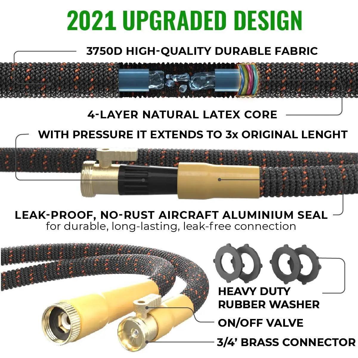 LazyHose X5 Pro 3750D Fabric Garden Hose - Super Durable & Expandable (100FT) - Lazy Pro