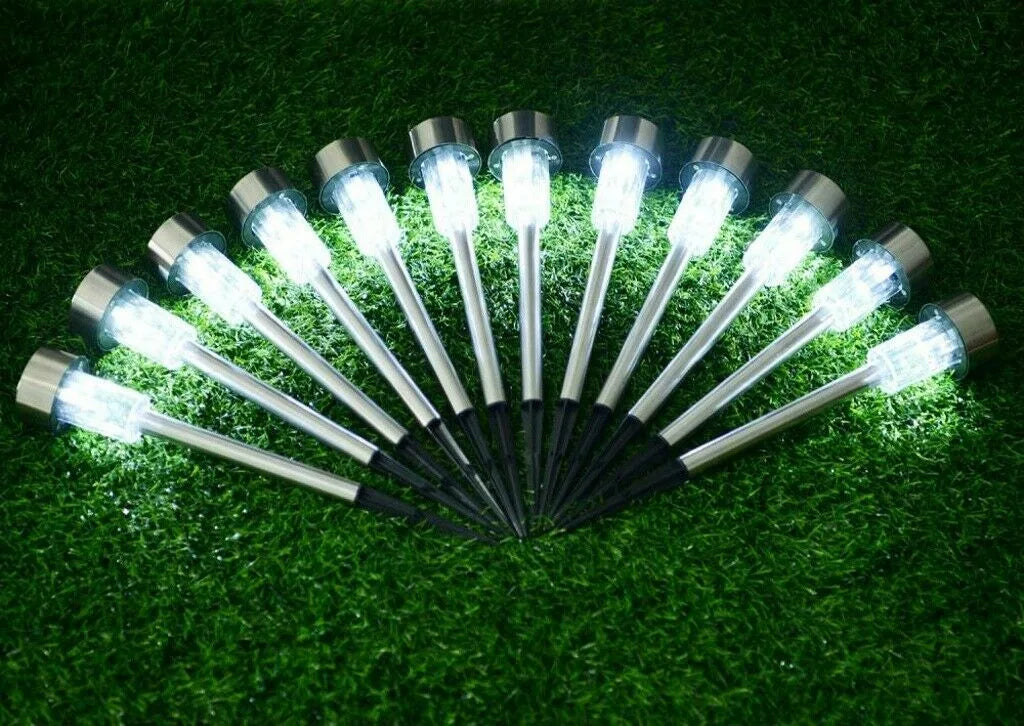 LazyInground™ 10pcs Garden Outdoor Stainless Steel LED Solar Landscape Path Lights Yard Lamp - Lazy Pro