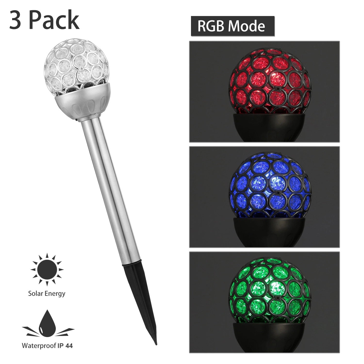 LazyInground™ 3 Pcs Outdoor Solar Lights IP44 Waterproof Ball RGB Light Garden Decor Lamp Landscape Christmas - Lazy Pro