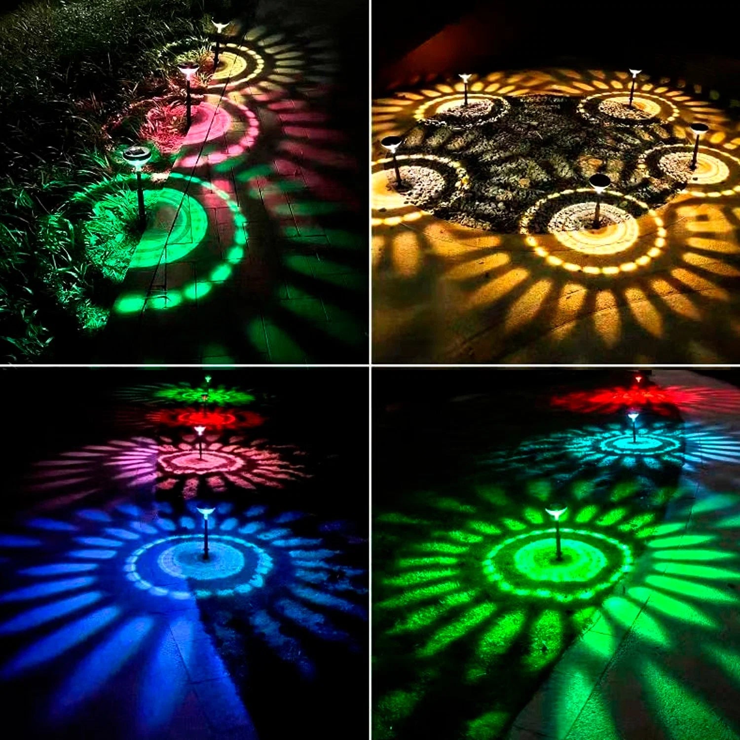 LazyInground™ 4Packs Solar Pathway Light Color Changing Garden Light Landscape Stake Light - Lazy Pro