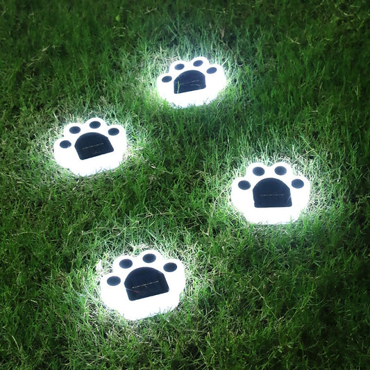 LazyInground™ 4pcs Cute Paw Shape Solar Lawn Light; Lawn Lamp IP65 Waterproof Outdoor Ground Lights Solar Charging Courtyard Light Decors