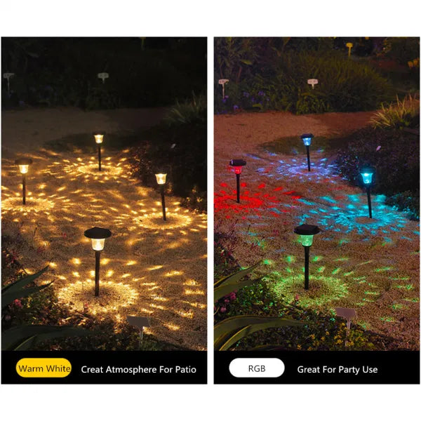 LazyInground™ 6PCS Solar Pathway Lights - 2 Modes Solar Landscape Lights W/ IP65 Waterproof, Solar Powered Outdoor Path Lights for Walkway/Yard/Backyard/Lawn/Sidewalk/Landscape Decorative(Warm White&RGB) - Lazy Pro