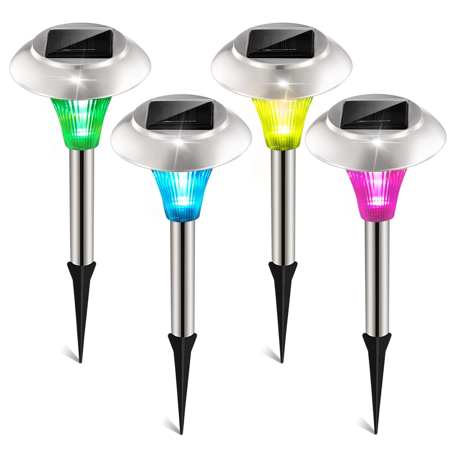 LazyInground™4Packs Solar Garden Lights Outdoor IP44 Waterproof Solar Pathway Lights Color Changing Landscape Lamps - Lazy Pro