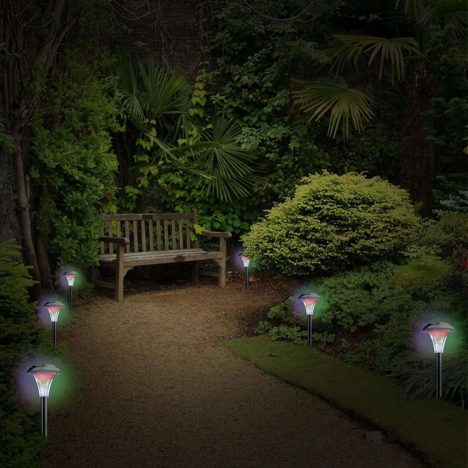 LazyInground™4Packs Solar Garden Lights Outdoor IP44 Waterproof Solar Pathway Lights Color Changing Landscape Lamps - Lazy Pro