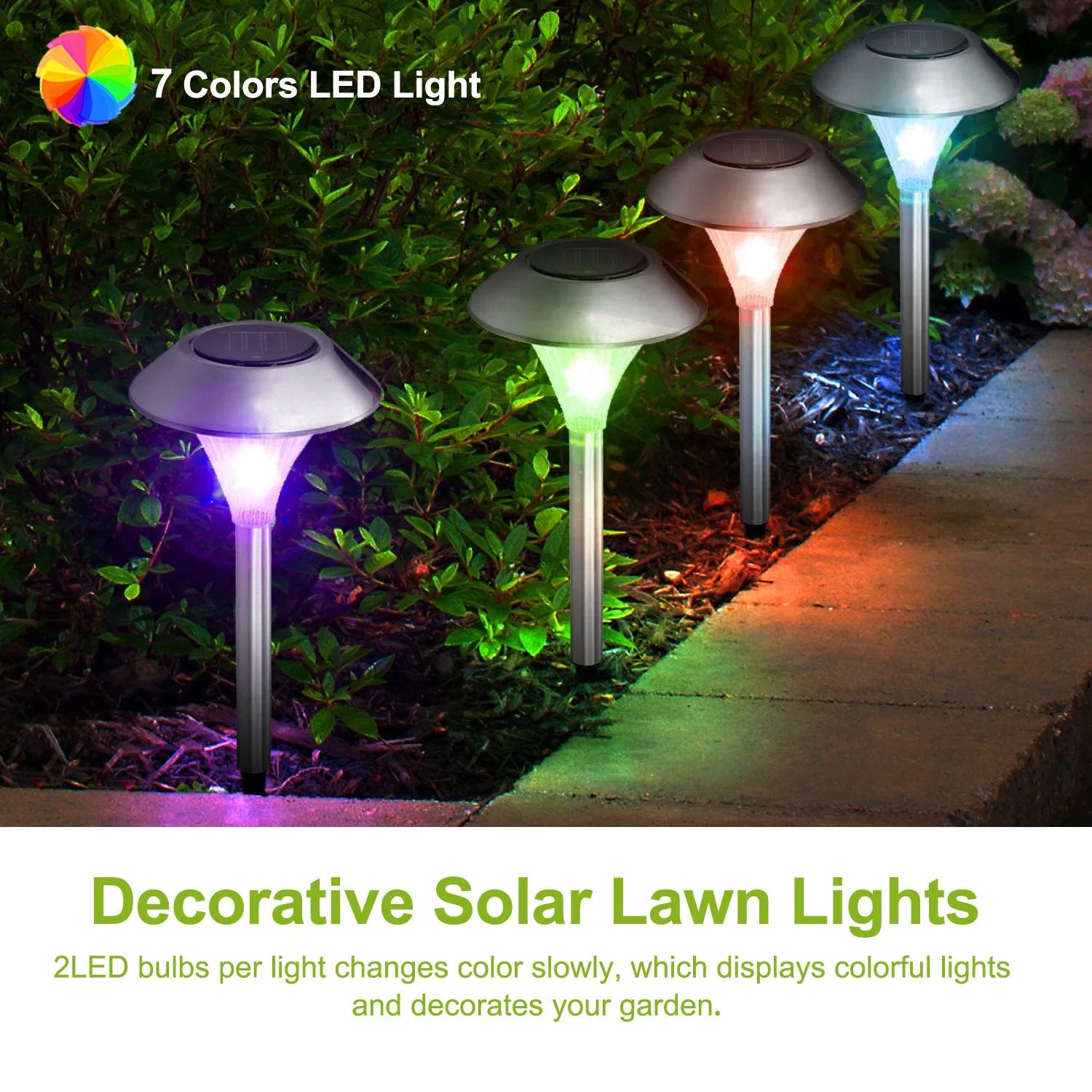 LazyInground™4Packs Solar Garden Lights Outdoor IP44 Waterproof Solar Pathway Lights Color Changing Landscape Lamps - Lazy Pro