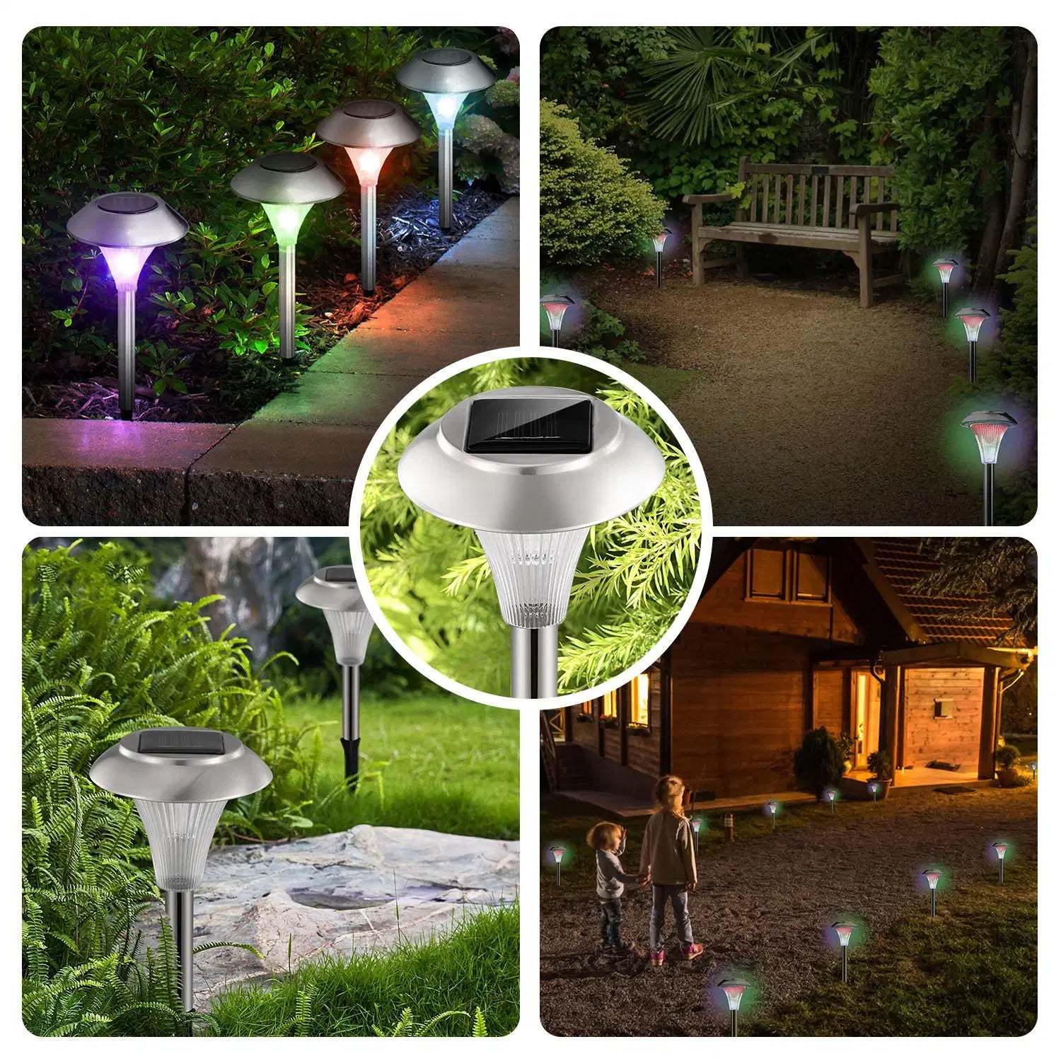 LazyInground™4Packs Solar Garden Lights Outdoor IP44 Waterproof Solar Pathway Lights Color Changing Landscape Lamps - Lazy Pro