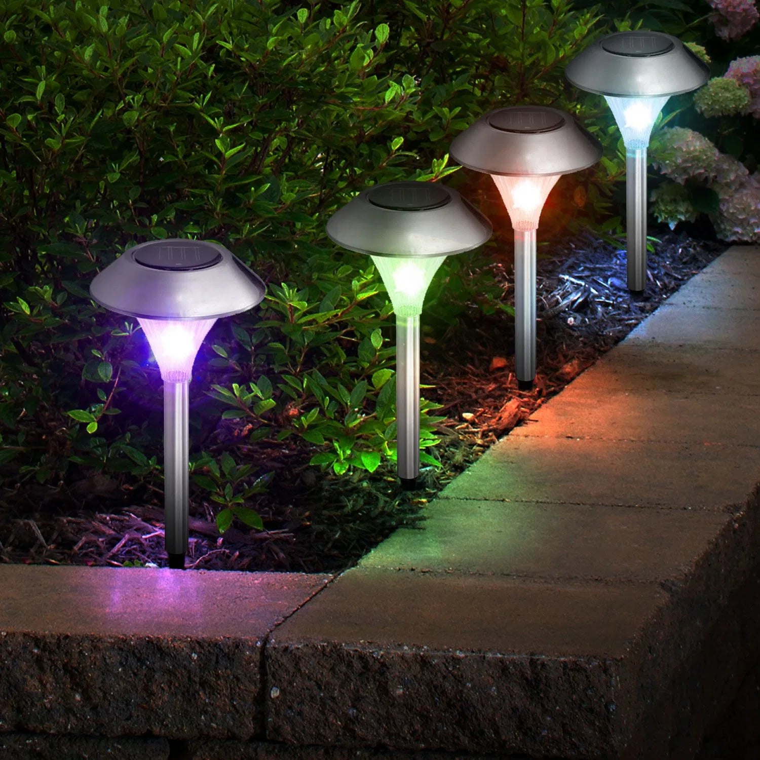 LazyInground™4Packs Solar Garden Lights Outdoor IP44 Waterproof Solar Pathway Lights Color Changing Landscape Lamps - Lazy Pro