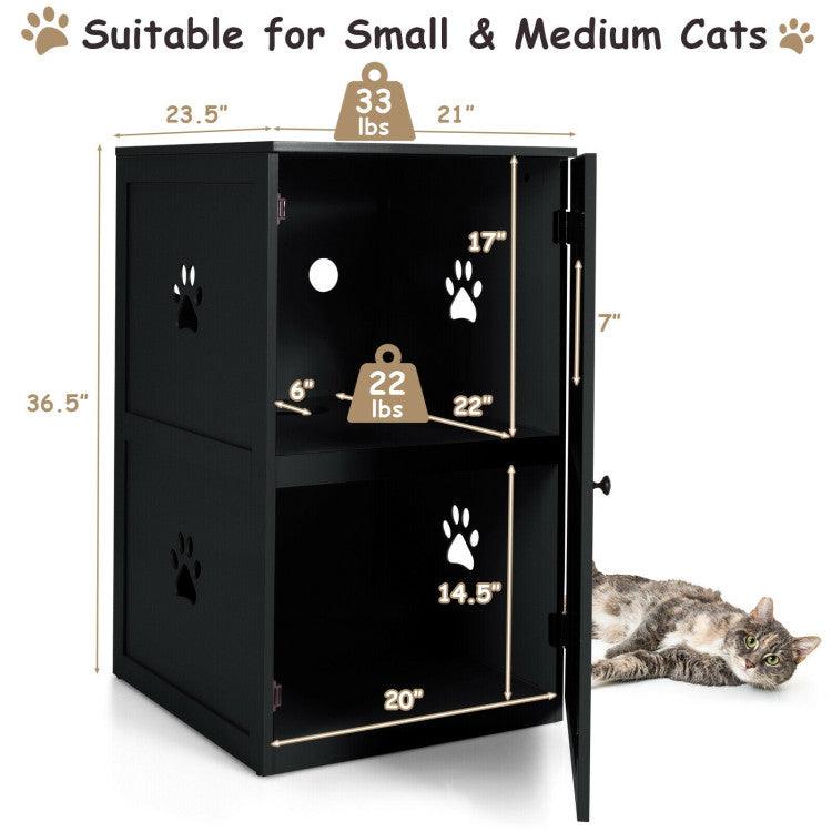 LazyKennels™ 2-tier Litter Hidden Cat House With Anti-toppling Device - Lazy Pro